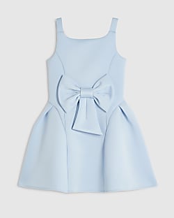 Girls Blue Premium Bow Dress