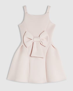 Girls Pink Premium Bow Dress