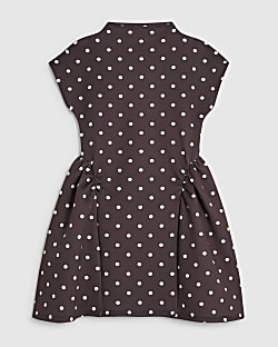 Girls Brown Polka Dot Prom Dress