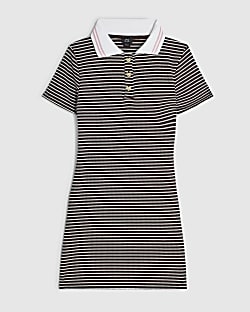 Girls Brown Stripe Polo Shirt Dress