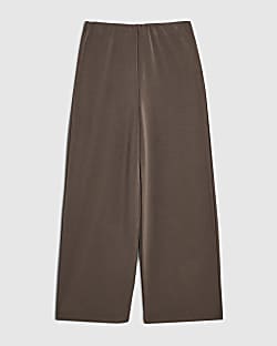 Girls Khaki Soft Touch Wide Leg Trousers