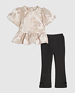 Mini Girls Pink Top And Ponte Leggings Set