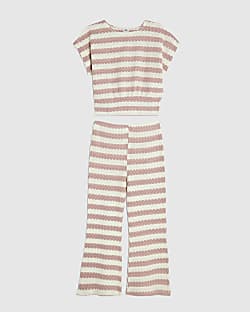 Girls Pink Stripe T-Shirt Set