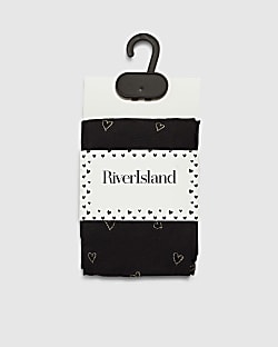 Mini Girls Black Gold Glitter Heart Tights