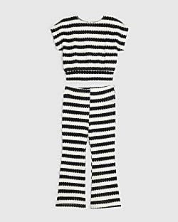 Girls Black Stripe T-Shirt Set