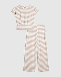 Girls Pink Stripe T-shirt and Trousers Set