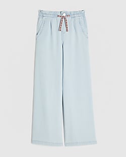 Girls Blue Pyjama Style Wide Leg Jeans