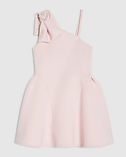 Girls Pink Premium One Shoulder Dress