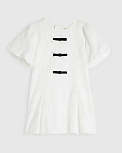 Mini Girls White Lace Drummer Dress