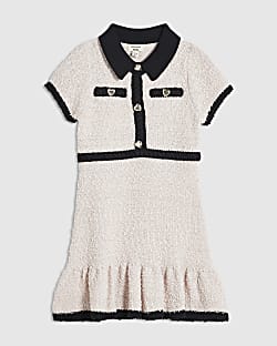 Mini Girls Pink Boucle Knit Dress