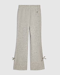 Girls Beige Bow Kickflare Trousers