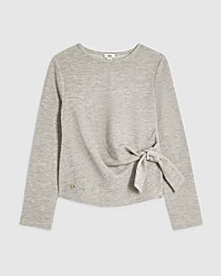 Girls Beige Tie Side Top