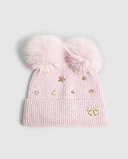 Girls Purple Multi Charm Beanie Hat
