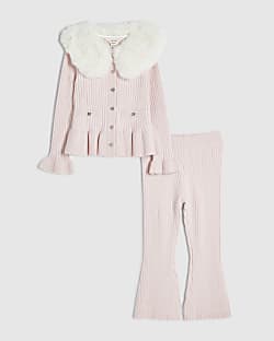 Mini Girls Pink Faux Fur Collar Set