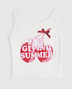 Girls White Its Giving Summer Tank Top
