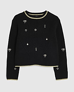 Girls Black Charm Jumper