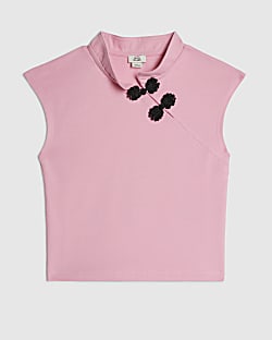 Girls Pink Frogging Detail Top