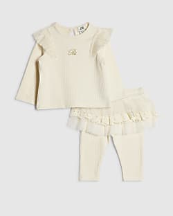 Baby Girls Cream Tulle Leggings Set