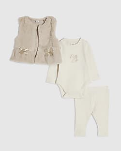 Baby Girls Pink Fur Gilet Set