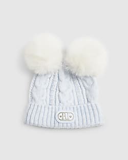 Baby Boys Blue Double Pom Beanie Hat