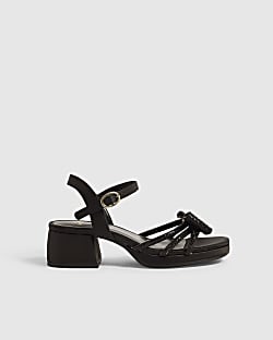 Girls Black Diamante Sandal Heels