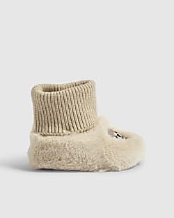 Baby Cream Bear Slipper Booties