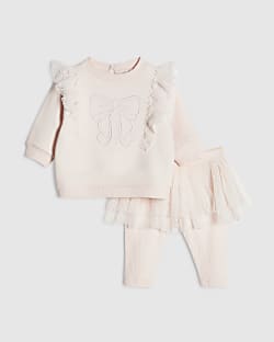 Baby Girls Pink Tulle Bow Top Set