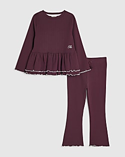 Mini Girls Purple Peplum Top & Legging Set