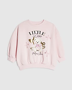 Mini Girls Pink Little Diva Bear Sweatshirt