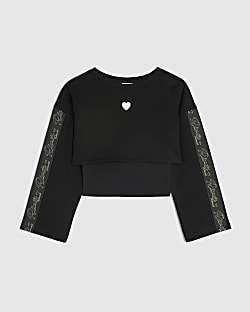 Girls Black Double Layered RI Sweatshirt
