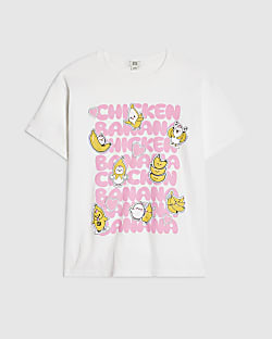 Girls White Chicken Banana T-Shirt