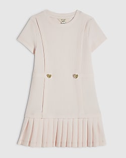Mini Girls Pink Pleated Hem Dress