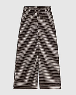 Girls Brown Striped Wide Leg Trousers