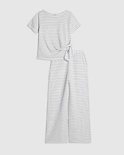 Girls Blue Stripe Top & Trousers Set
