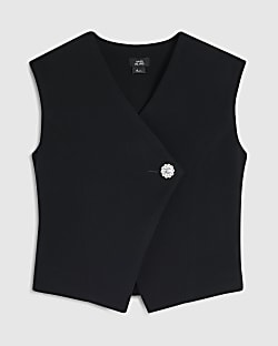Girls Black Tailored Waistcoat