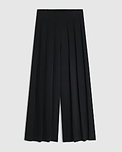 Girls Black Pleated Tailored Trousers