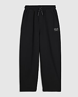 Boys Black Barrel Leg Joggers