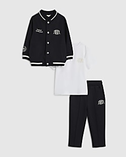 Mini Boys Navy Pinstripe Bomber Jacket Set