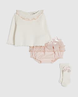 Baby Girls Pink Frill Bloomer Set