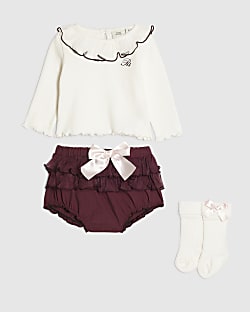 Baby Girls Purple Frill Bloomer Set