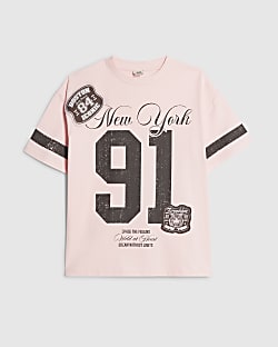 Girls Pink NY 91 Number T-Shirt