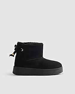 Girls Black Faux Fur Lined Boots