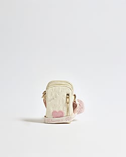 Girls Cream Embroidered Crossbody Bag