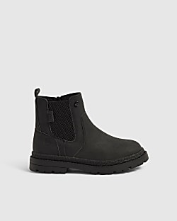 Mini Boys Black Chelsea Zip Up Boots