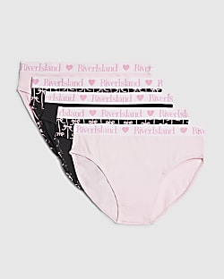 Girls Pink Bow Print Pack Of 5 Briefs