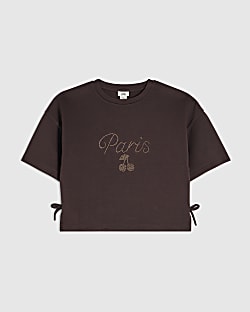 Girls Purple Premium Paris Cherry T-Shirt