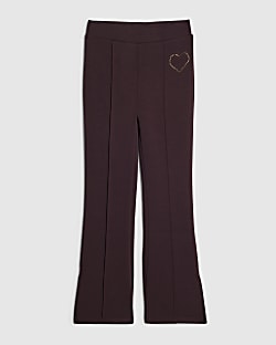 Girls Purple Premium Heart Flared Trousers