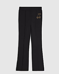 Girls Black Premium Cherry Flared Trousers