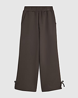 Girls Brown Premium Wide Leg Joggers
