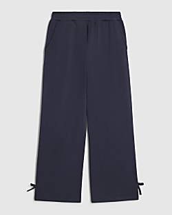 Girls Navy Premium Wide Leg Joggers